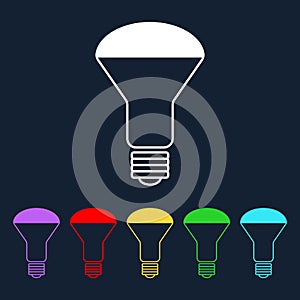 Energy saving LED lamp flat vector icon