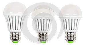 Energy saving LED light bulb set isolated on a white bakground