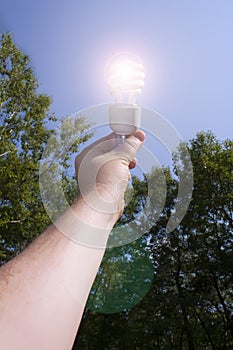 Energy saving light bulb on outside