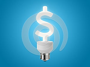 Energy Saving Light Bulb shaped as a Dollar Sign