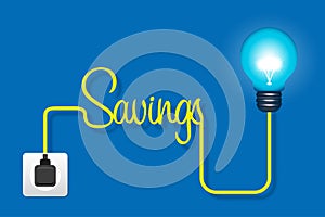 Energy saving light bulb in the socket on blue background