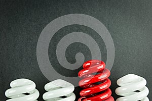 Energy saving light bulbs business concept of Differentiation