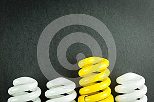 Energy saving light bulbs business concept of Differentiation