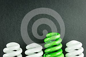 Energy saving light bulbs business concept of Differentiation