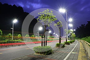 The energy saving streetlights made by LED photo