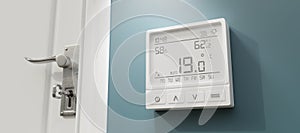 Energy saving temperature. Home thermostat to 19 Celsius degrees