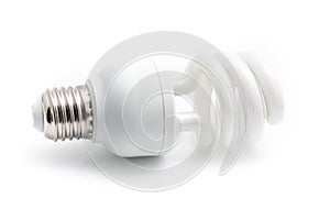 Energy saving white light bulb isolated on white background with