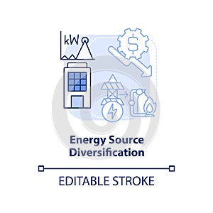 Energy source diversification blue light concept icon
