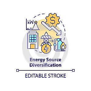 Energy source diversification concept icon
