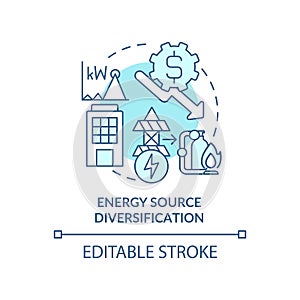 Energy source diversification turquoise concept icon
