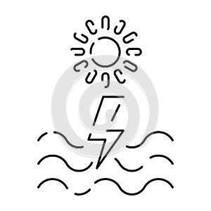 Energy sources, types and renewable energy or alternative line icon. Energy Related Types Of Vector. Contains Icons like Hydro