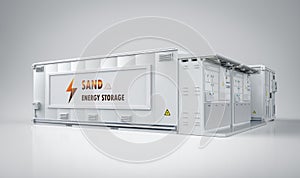 Energy storage system or battery container unit with sand power