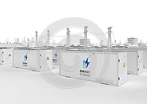 Energy storage system or battery container unit with smart industrial estate park