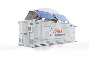 Energy storage system or battery container unit with solar power