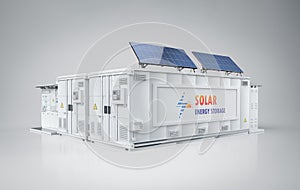 Energy storage system or battery container unit with solar power