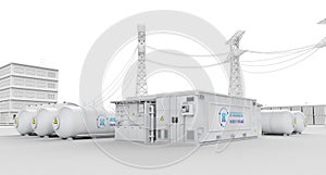 Energy storage system or battery container unit with white industry model for infrastructure development