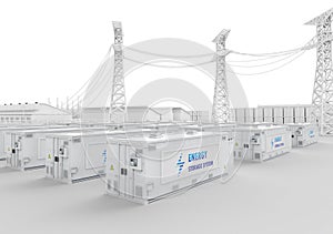 Energy storage system or battery container unit with white industry model for infrastructure development