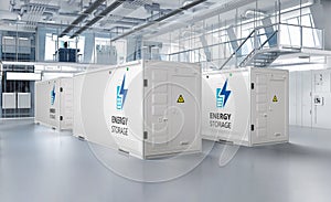 Energy storage systems or battery container units in factory