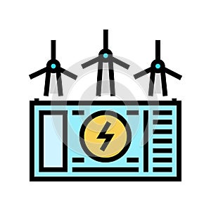 energy storage wind turbine color icon vector illustration