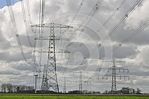 Energy: Utility Lines in Cloudy Sky