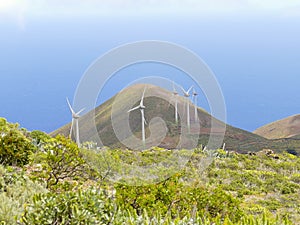Energy Wind Power Windmill Turbines in El Hierro Island