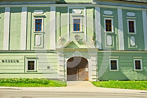 Enetering gate to Dubnicke muzeum museum in mansion in Dubnica nad Vahom town