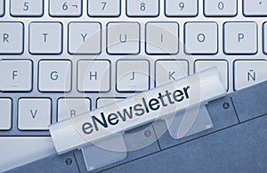 ENewsletter - Inscription on Blue Keyboard Key