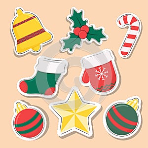 Collection of Christmas stickers vector photo