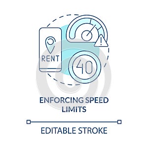 Enforcing speed limits blue concept icon photo