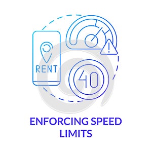 Enforcing speed limits blue gradient concept icon