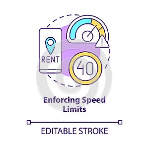 Enforcing speed limits concept icon