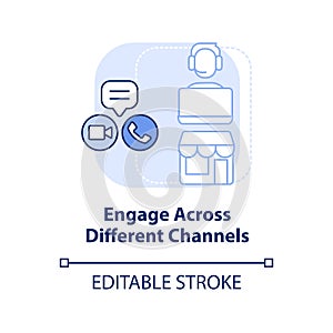 Engage across different channels light blue concept icon