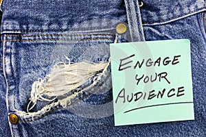 Engage audience marketing advertising strategy personal contact denim jeans