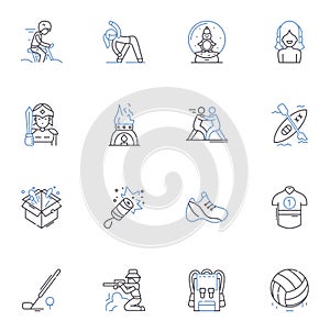 Engage line icons collection. Involve, Participate, Connect, Communicate, Immerse, Engross, Entertain vector and linear