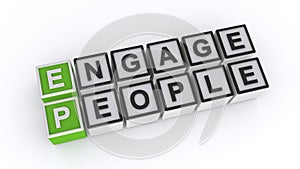 Engage people word block on white