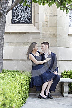 Engaged Couple Outside a Church