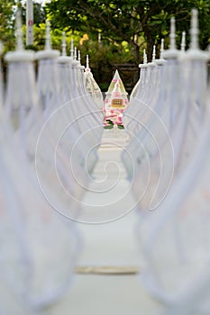 Engagement bowl for Thai engagement ceremony. bride price set, made from banana leaf and garland in thai wedding ceremony