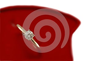 Engagement diamond ring on red