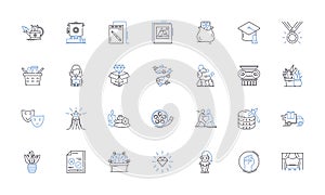 Engagement line icons collection. Commitment, Connection, Interaction, Dedication, Involvement, Participation