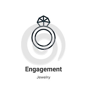 Engagement outline vector icon. Thin line black engagement icon, flat vector simple element illustration from editable jewelry