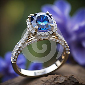 Engagement Ring With Blue Sapphire Stone