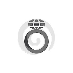 Engagement ring with diamond icon vector