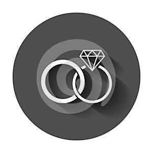 Engagement ring with diamond vector icon in flat style. Wedding