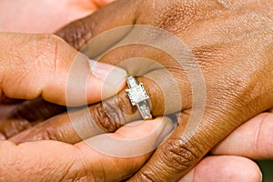 Engagement ring and hands