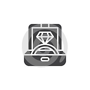 Engagement ring in a jewelry box vector icon