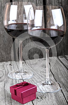 Engagement ring romantic dinner glass of wine