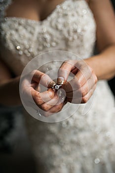 Engagement ring shown by bride to be