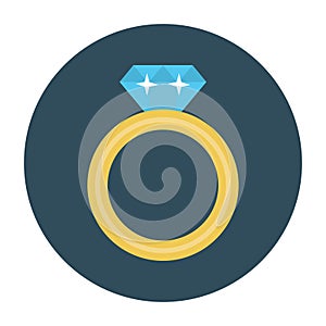 Engagement   ring vector color  flat icon