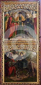 Engagement of the Virgin Mary, Flight to Egypt, altar in Maria am Berg church in Hallstatt