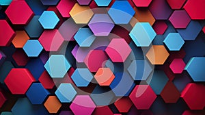 Colorful 3D Hexagon Tile Pattern Background